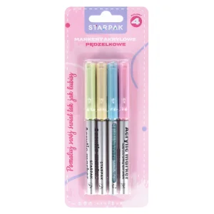 Marker Akrylowy W Pędzelku 4 Kolory Pastel Starpak
