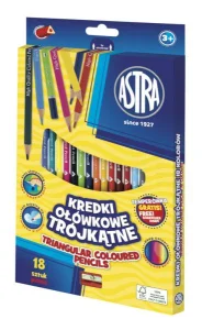 Kredki Ołówkowe 15Kolorów Trójkątne Temperówka Astra
