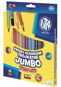 Kredki Ołówkowe 18Kolorów Temperówka Jumbo Astra