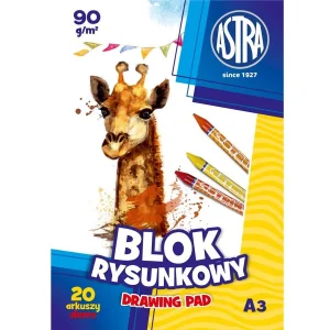 Blok Rysunkowy A3 20 Kartek Biały 90G Astra