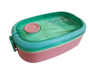 Pudełko śniadaniowe Aqua Pure  sztućce różowo/miętowe ASTRA